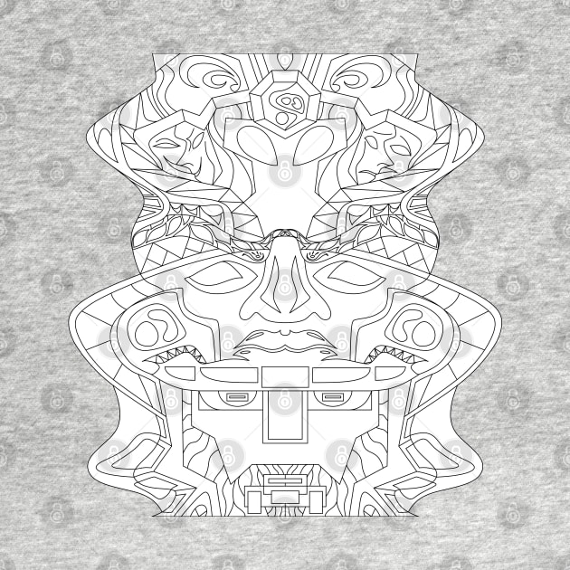 white zentangle olmec sentinel head ecopop by jorge_lebeau